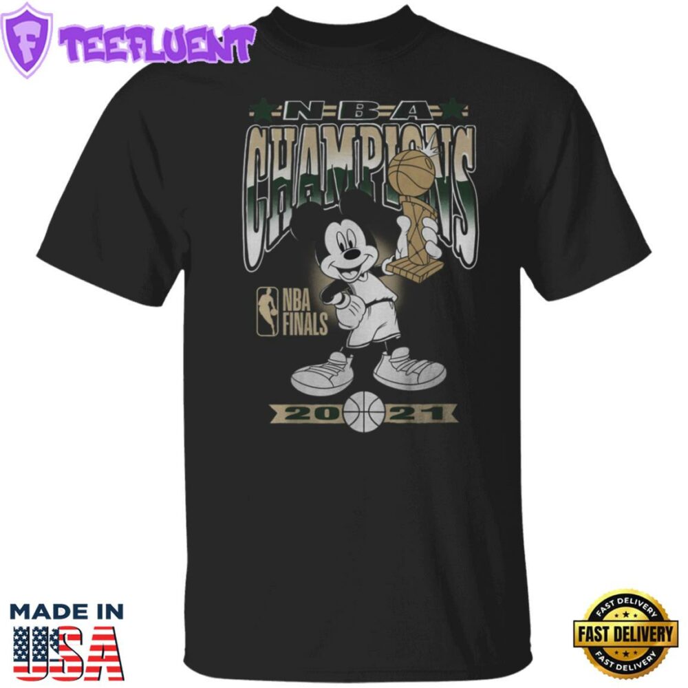 Milwaukee Bucks Junk Food 2021 NBA Finals Champions Mickey Mouse T-Shirt