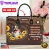 Miniature American Shepherd Dog Kisses Fix Everything Leather Handbag