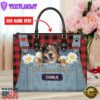Miniature American Shepherd Dog This Human Belongs To Leather Handbag