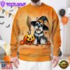 Miniature Schnauzer Dog In Spooky Autumn Halloween 3D Shirt