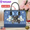 Miniature Schnauzer Dog Lover Leather Bag With Daisy Flowers