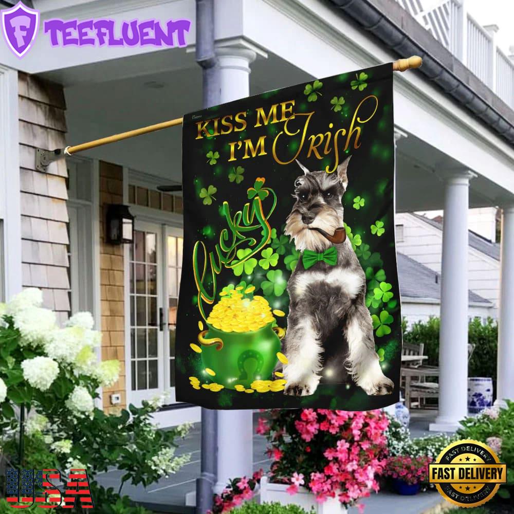 Miniature Schnauzer Kiss Me I'm IrishHouse And Garden Flag Decor