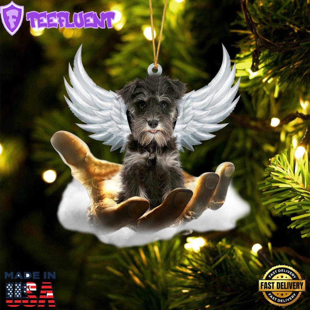 Miniature Schnauzer On The Hands Of Jesus Ornament, Gift For Christmas