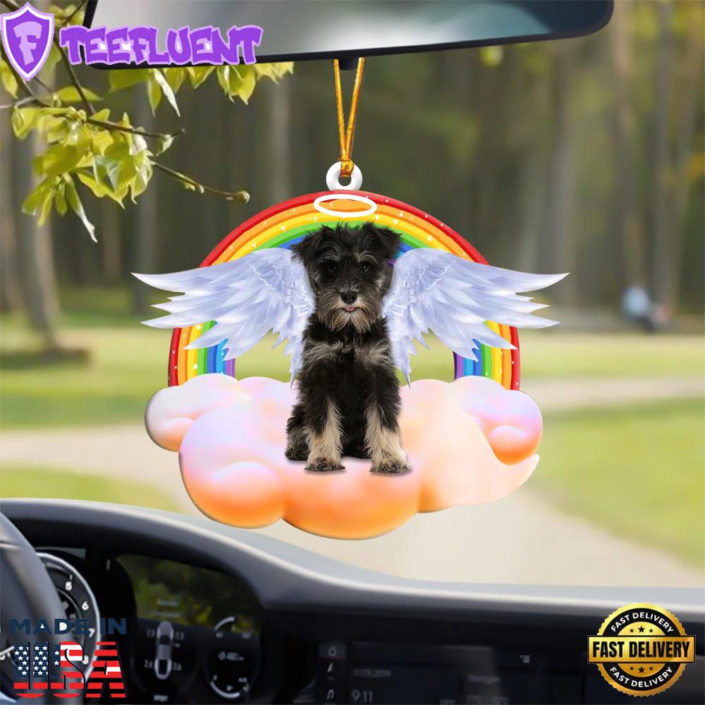 Miniature Schnauzer With Angel Wings Memorial Ornament, Gift For Christmas