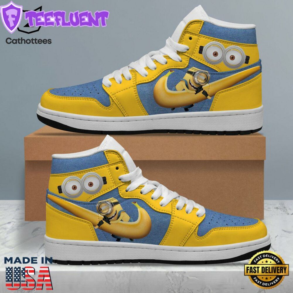 Minion Nike Logo Yellow Design Air Jordan 1 High Top