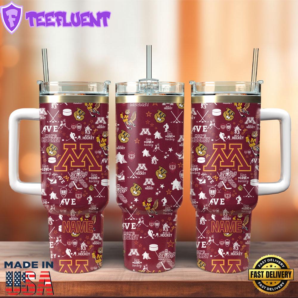 Minnesota Golden Gophers Ice Hockey NHL Sport Custom Stanley Quencher 40oz Stainless Steel Tumbler With Handle