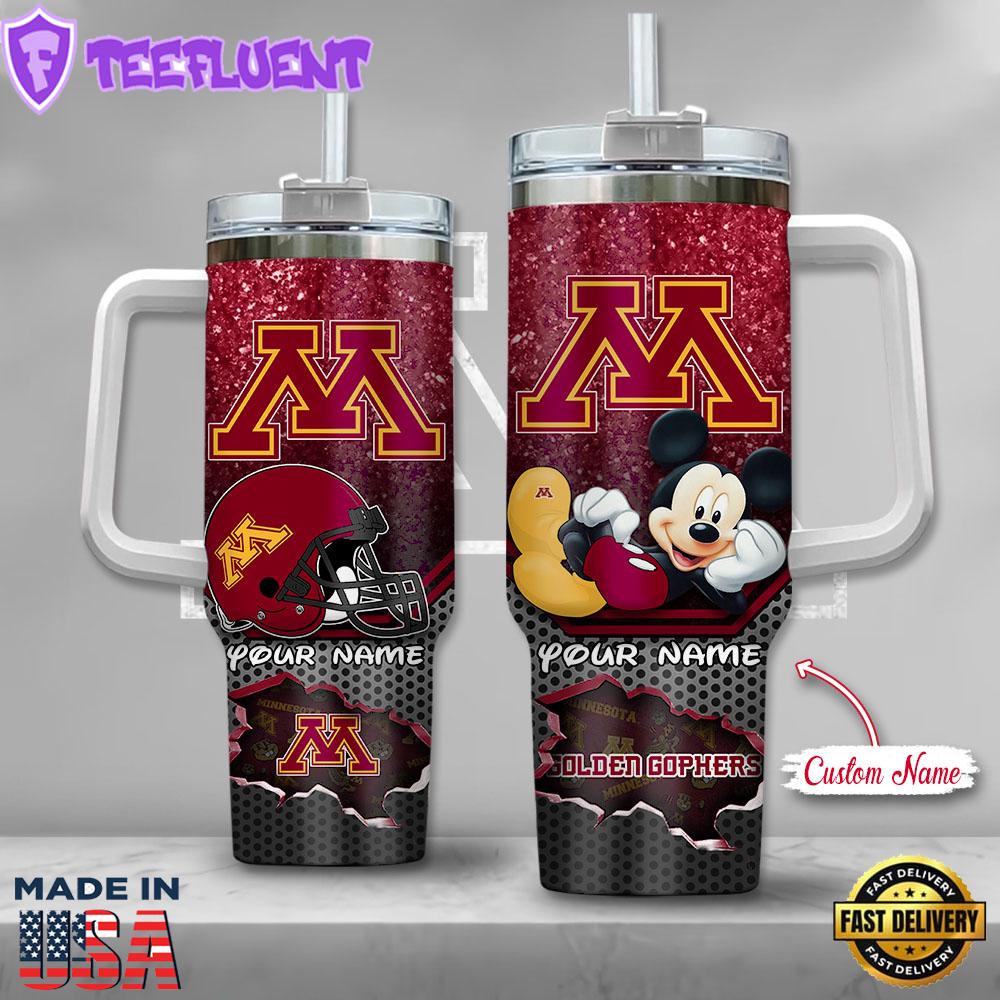 Minnesota Golden Gophers NCAA Mickey Mouse Custom Stanley Quencher 40oz Stainless Steel Tumbler With Handle