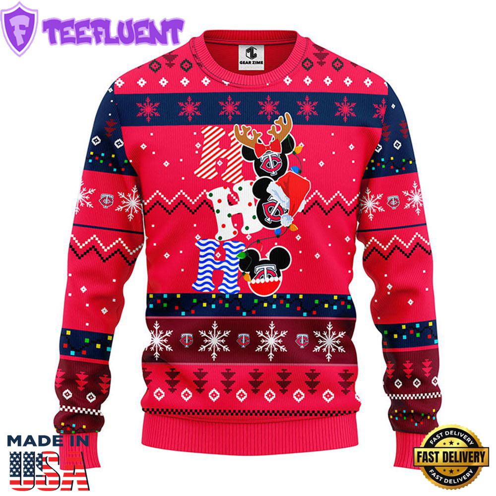 Minnesota Twins Hohoho Mickey Christmas Ugly Sweater