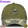 Minnesota Vikings 2024 Salute to Service Club Green Camo Cap Gift For Veteran