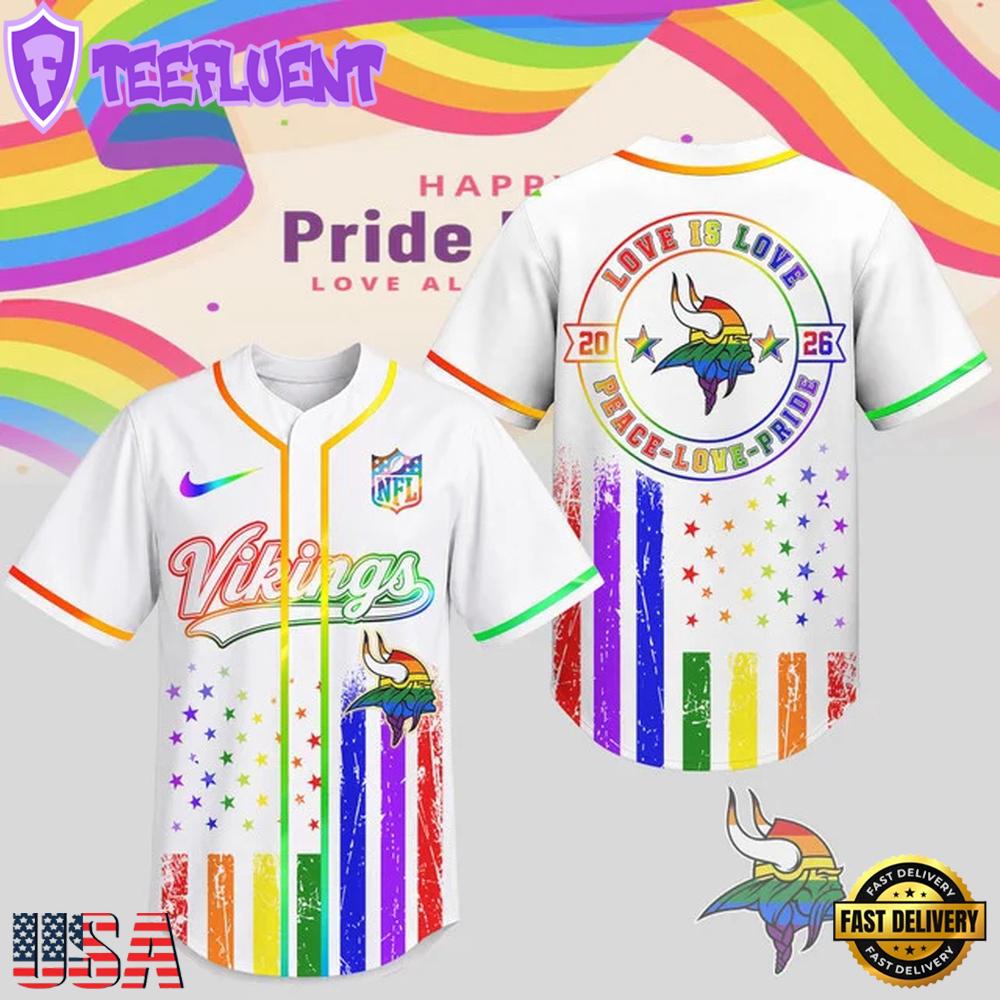 Minnesota Vikings 2026 NFL Pride Love Limited Edition Baseball Jersey