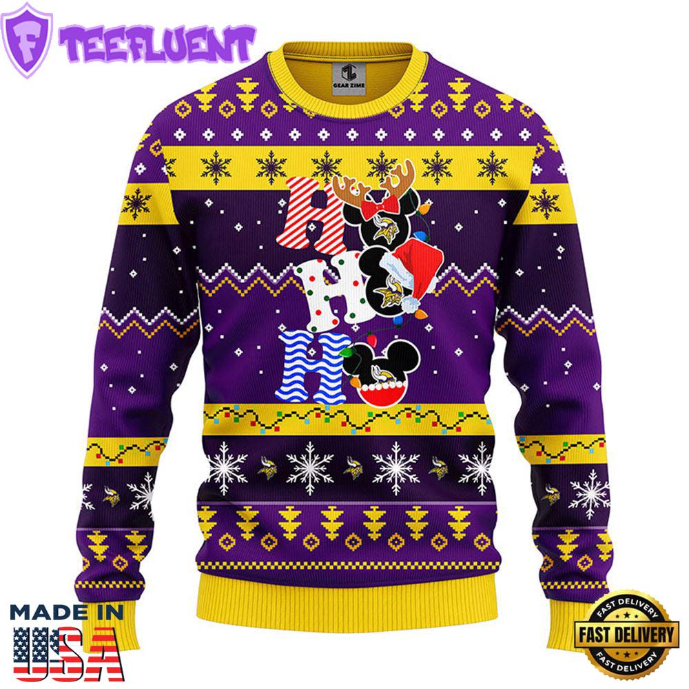 Minnesota Vikings HoHoHo Mickey Christmas Ugly Sweater
