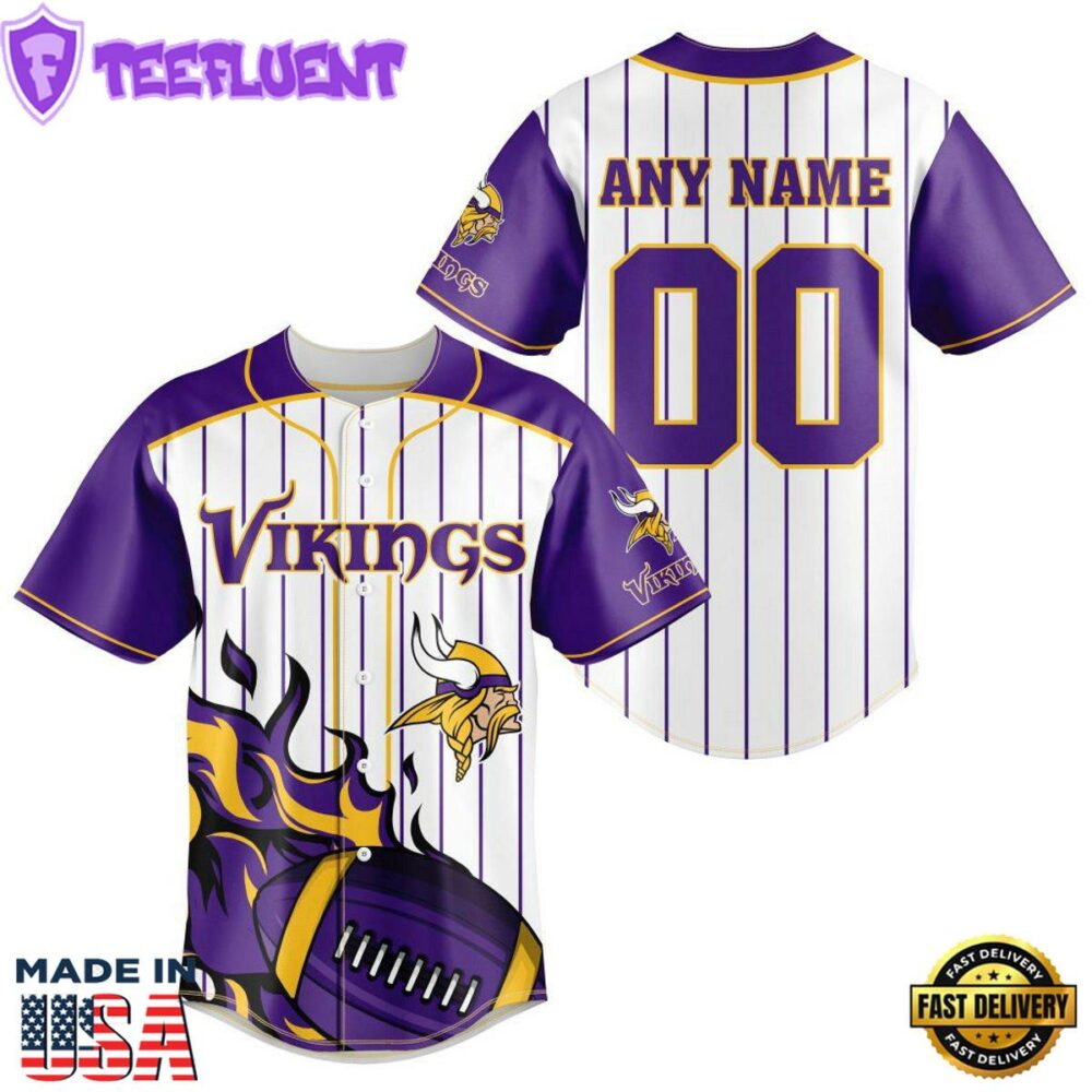 Minnesota Vikings NFL 3D Personalized Baseball Jersey Shirt For Fans
