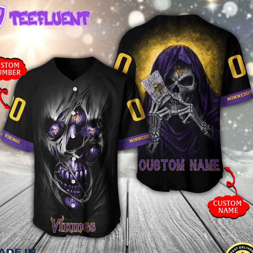 Minnesota Vikings NFL 3D Personalized Baseball Jersey Shirt For Fans