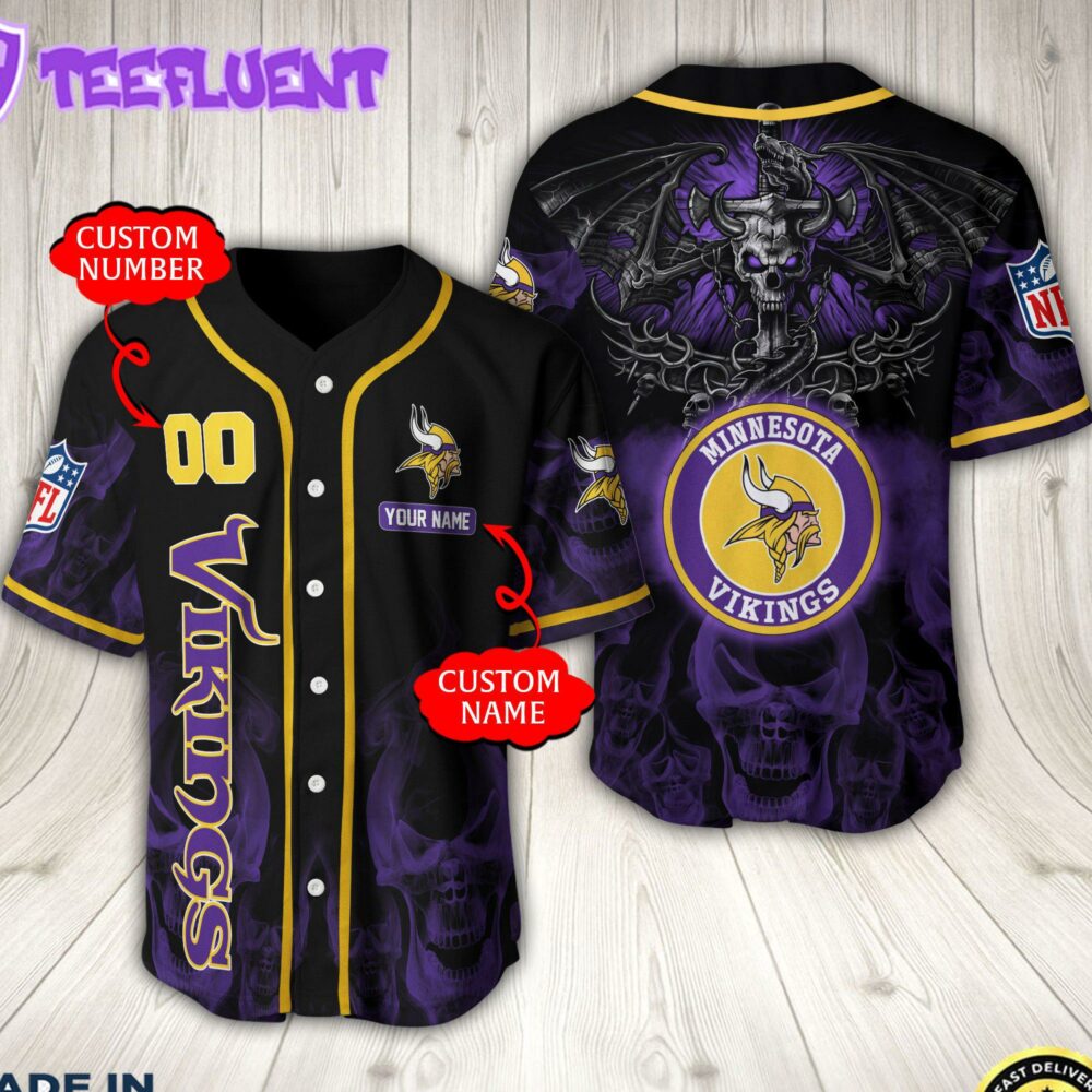 Minnesota Vikings NFL Baseball Jersey Custom Name And Number Shirt For Fans