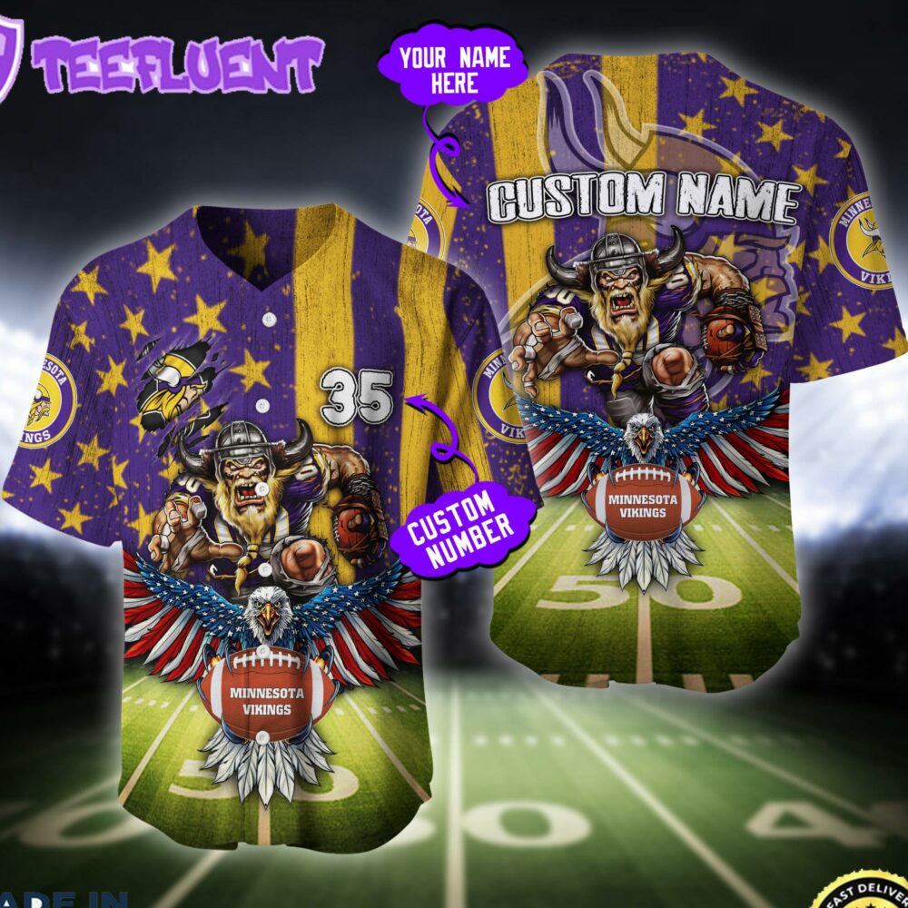 Minnesota Vikings NFL Baseball Jersey Custom Shirt For Fans