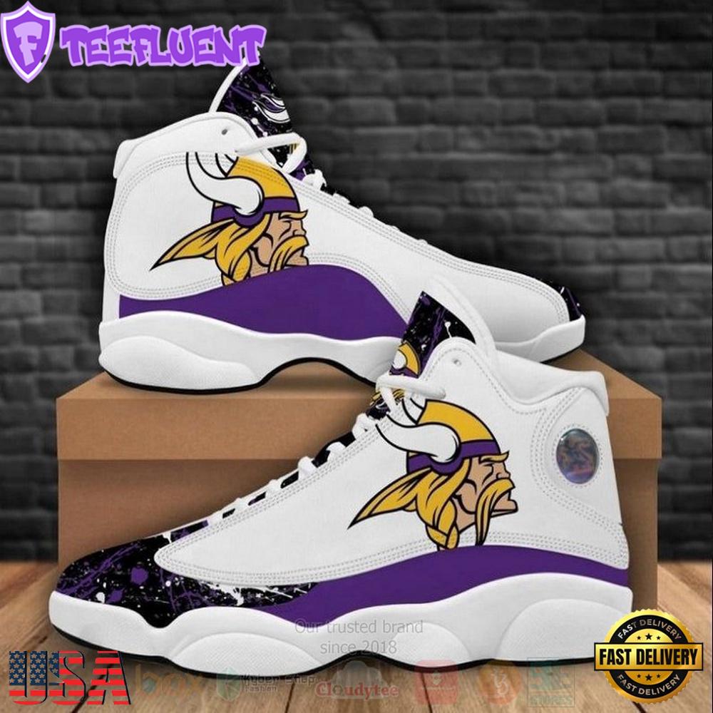 Minnesota Vikings NFL Big Logo Bling Bling Football Team Air Jordan 13 Shoes - Gift For Fans