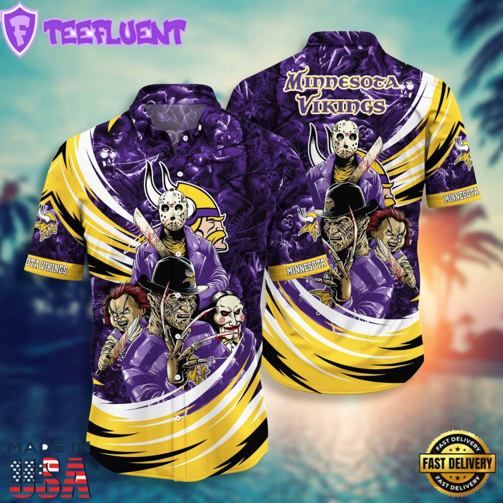 Minnesota Vikings NFL Halloween Horror Movies Hawaiian Shirts