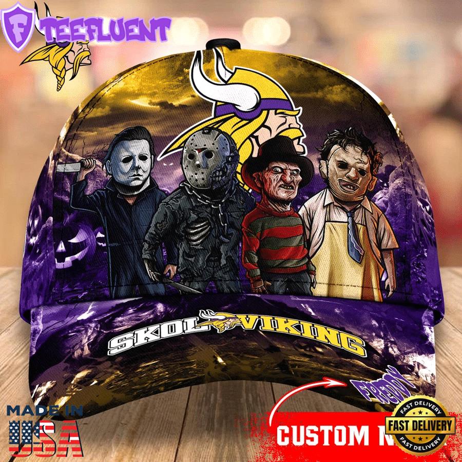 Minnesota Vikings NFL Personalized Trending Cap Mixed Horror Movie Characters