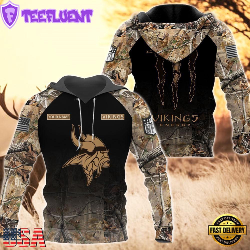 Minnesota Vikings Personalized Hoodie Camo Hunting Perfect Gift