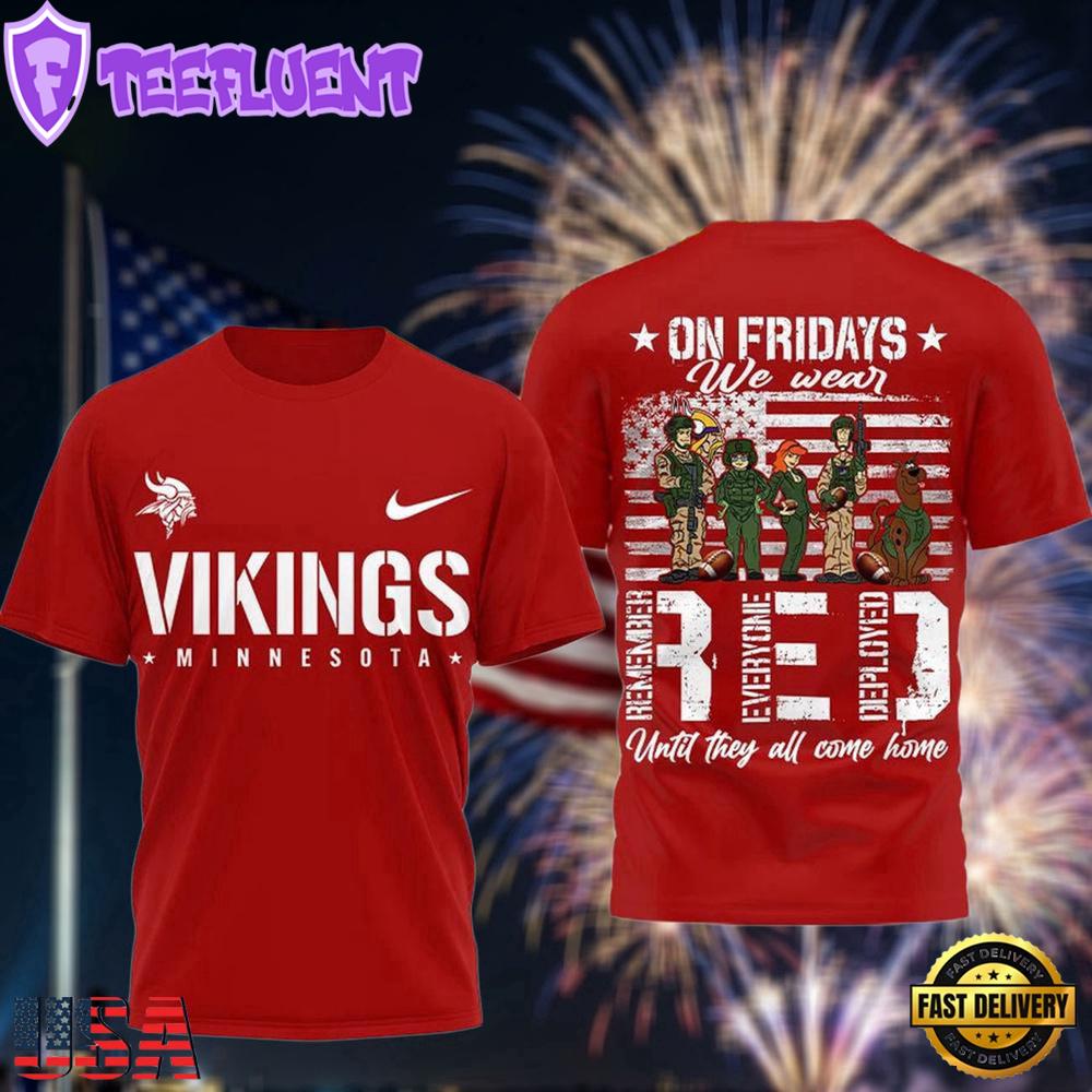 Minnesota Vikings Scooby-Doo Red Friday Military 3D T-Shirt