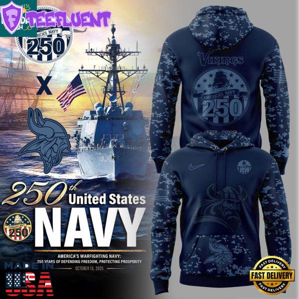 Minnesota Vikings US Navy 250th Celebration Birthday Hoodie