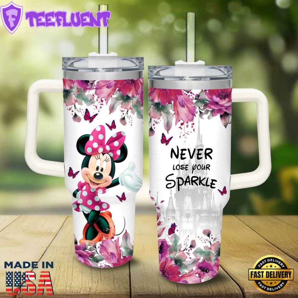 Minnie Mickey Mouse And Friends Cartoon Custom Stanley Quencher 40oz Stainless Steel Tumbler With Handle