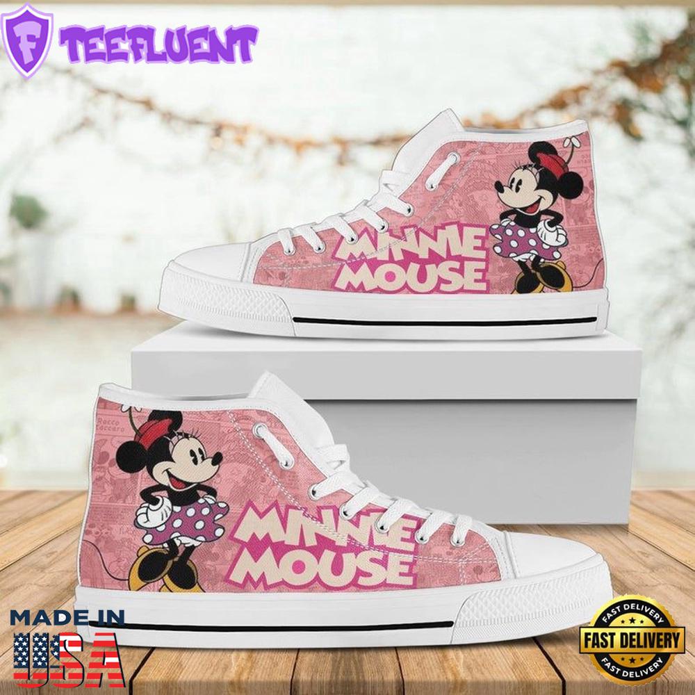 Minnie Mouse Disney Cartoon High Top Shoes Modern High Cuts For Fans