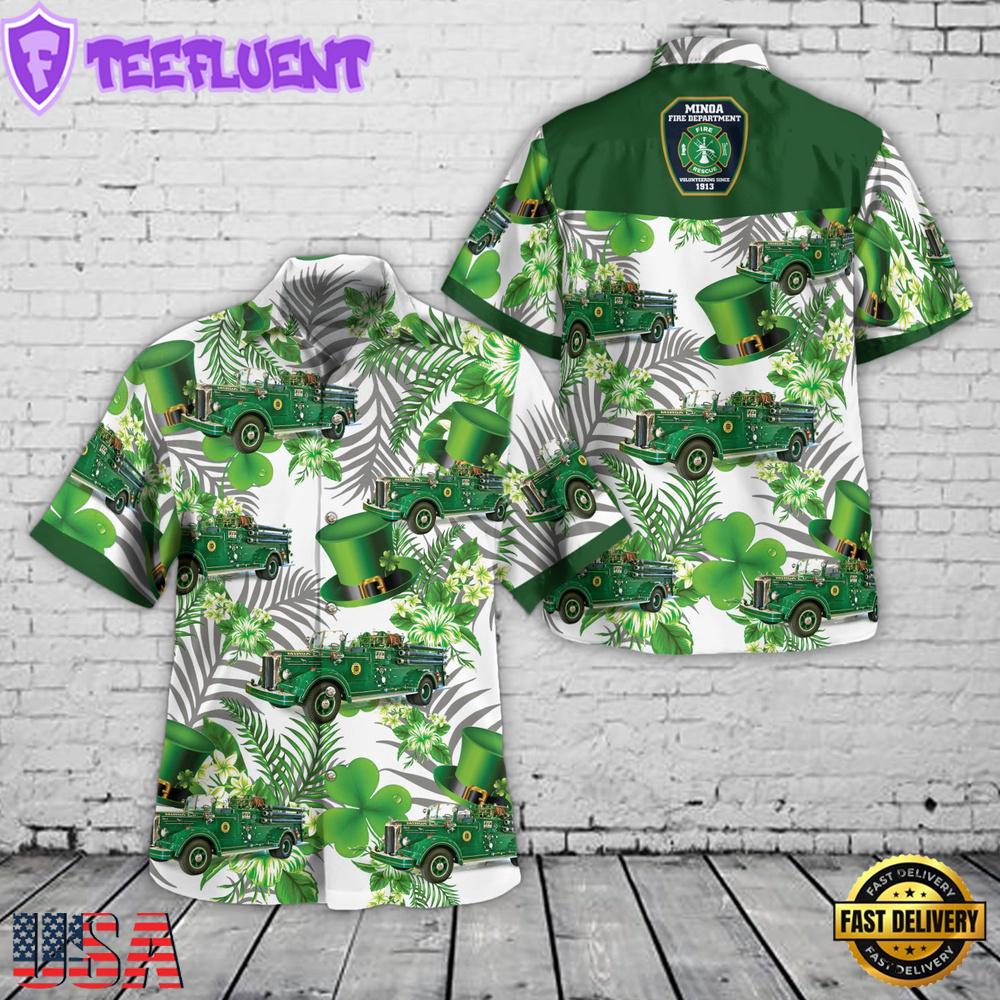 Minoa, New York, Minoa Fire Department Engine 1 1953 Mack L85, St Patrick's Day Hawaiian Shirt