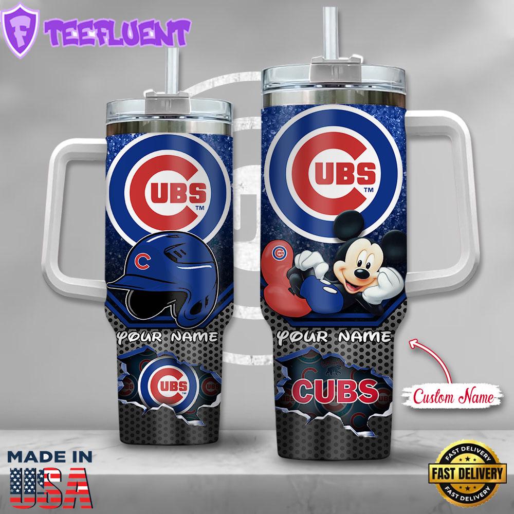 MLB Chicago Cubs Mickey Mouse Custom Stanley Quencher 40oz Stainless Steel Tumbler With Handle