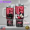 MLB Cleveland Indians Mickey Mouse Custom Stanley Quencher 40oz Stainless Steel Tumbler With Handle