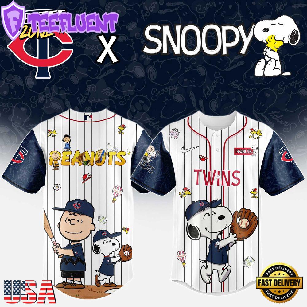 MLB Minnesota Twins Snoopy Peanuts 75th Anniversary Baseball Jersey