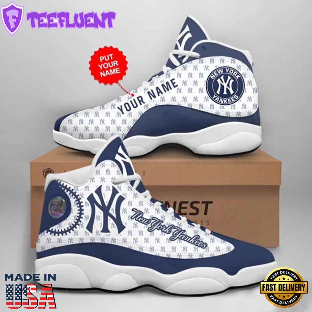 MLB New York Yankees Custom Name Air Jordan 13 Shoes For Men Women