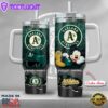 MLB Oakland Athletics Mickey Mouse Custom Stanley Quencher 40oz Stainless Steel Tumbler With Handle