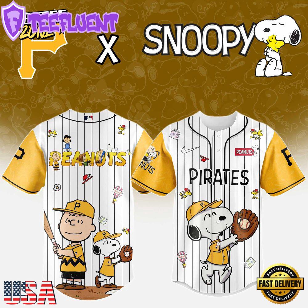 MLB Pittsburgh Pirates Snoopy Peanuts 75th Anniversary Baseball Jersey