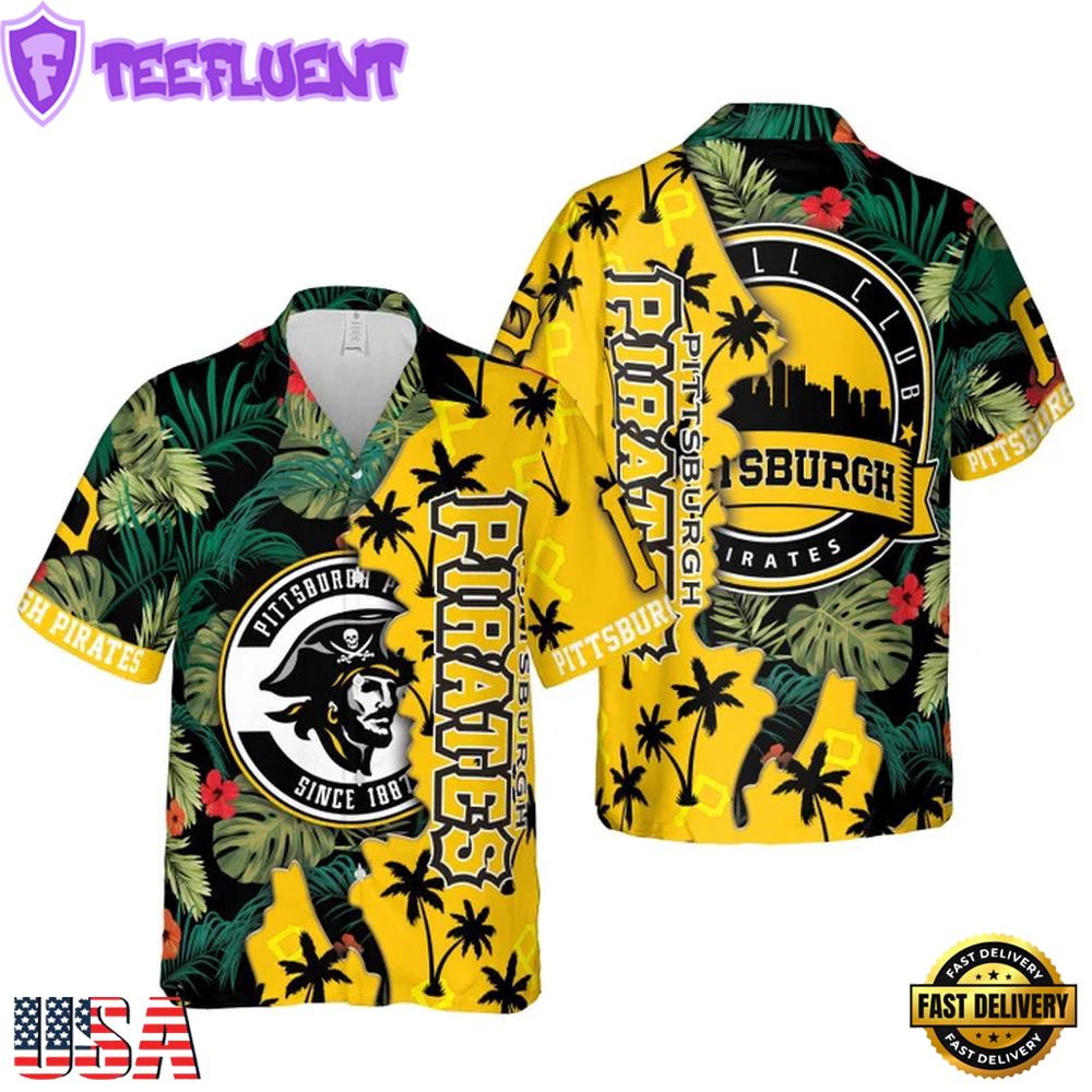 MLB Pittsburgh Pirates Tropical Skyline Hawaiian Shirt