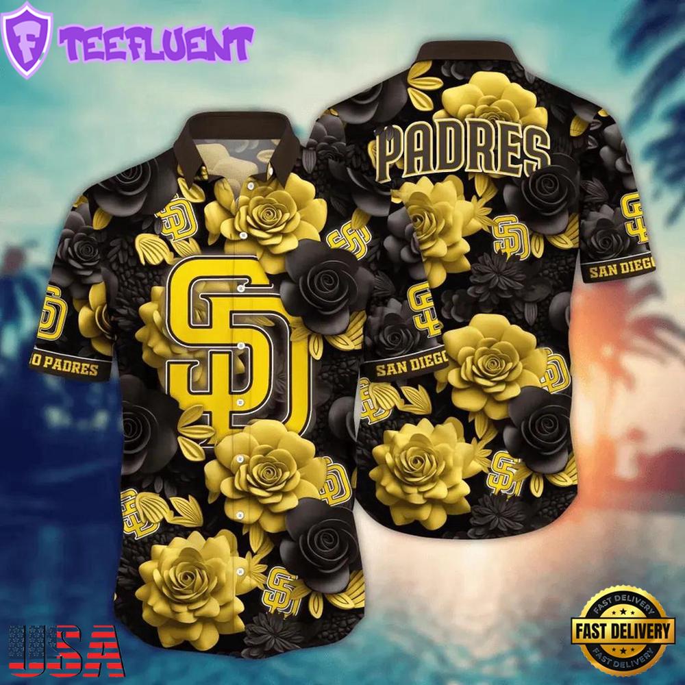 MLB San Diego Padres Golden Rose Hawaiian Shirt