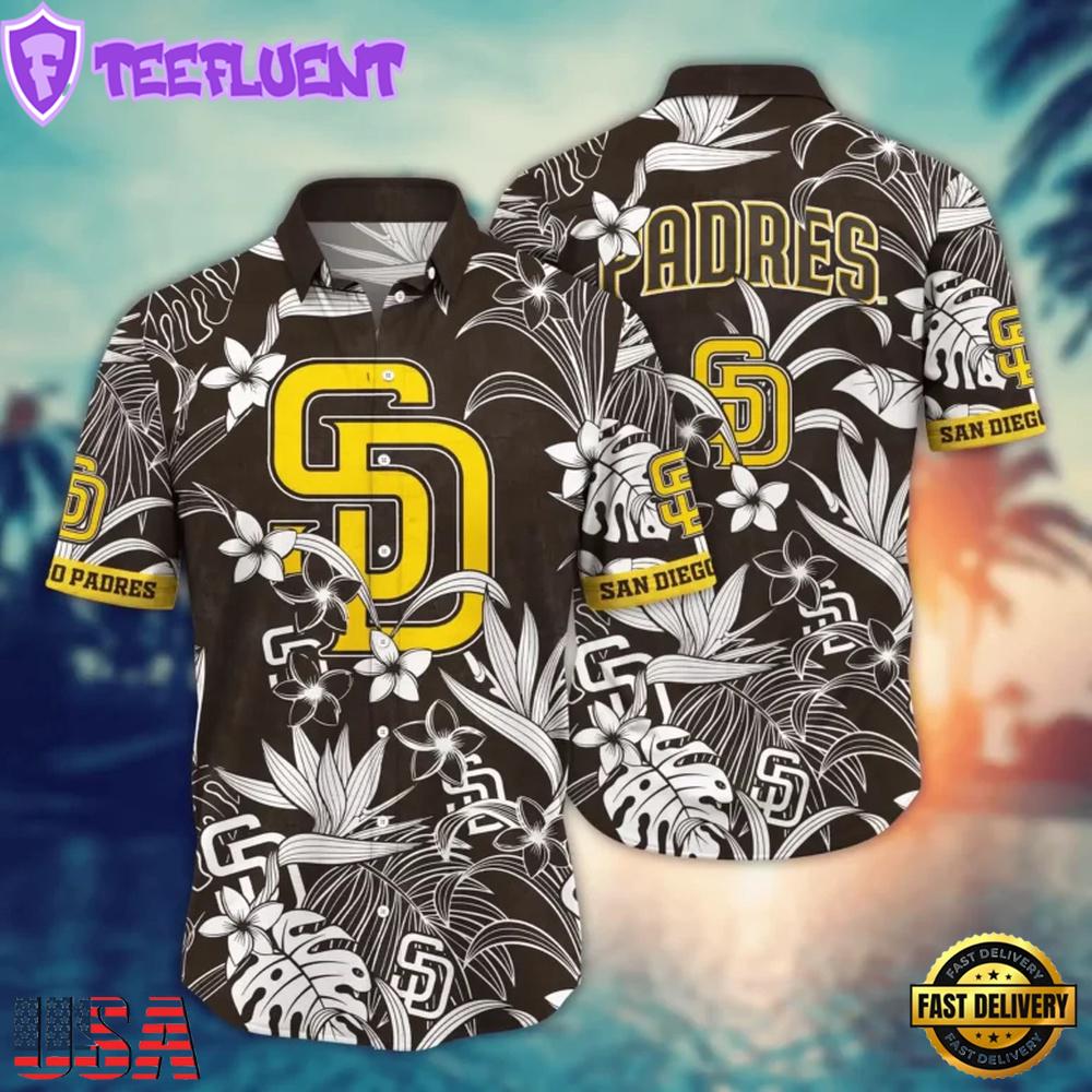 MLB San Diego Padres Monochrome Oasis Hawaiian Shirt