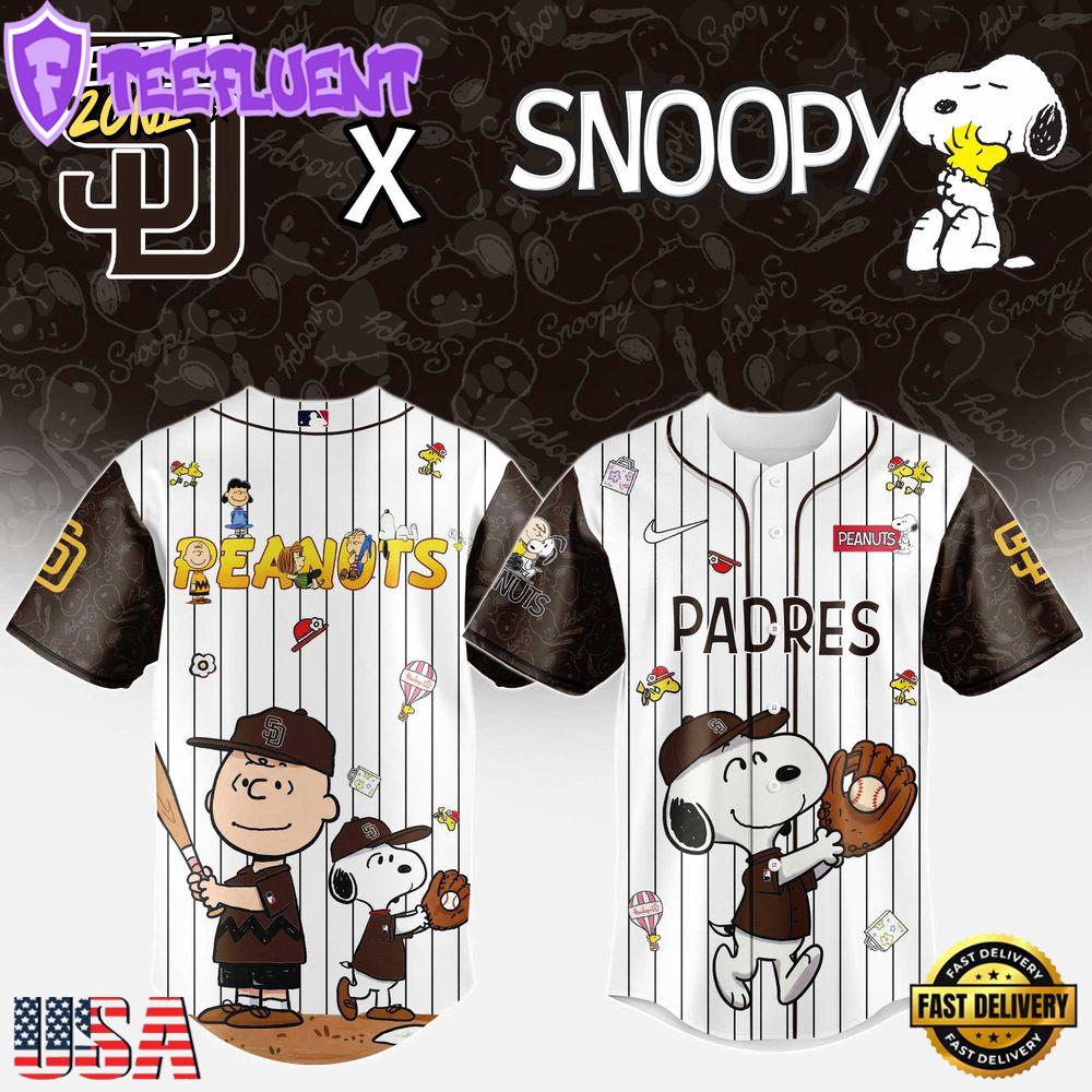 MLB San Diego Padres Snoopy Peanuts 75th Anniversary Baseball Jersey
