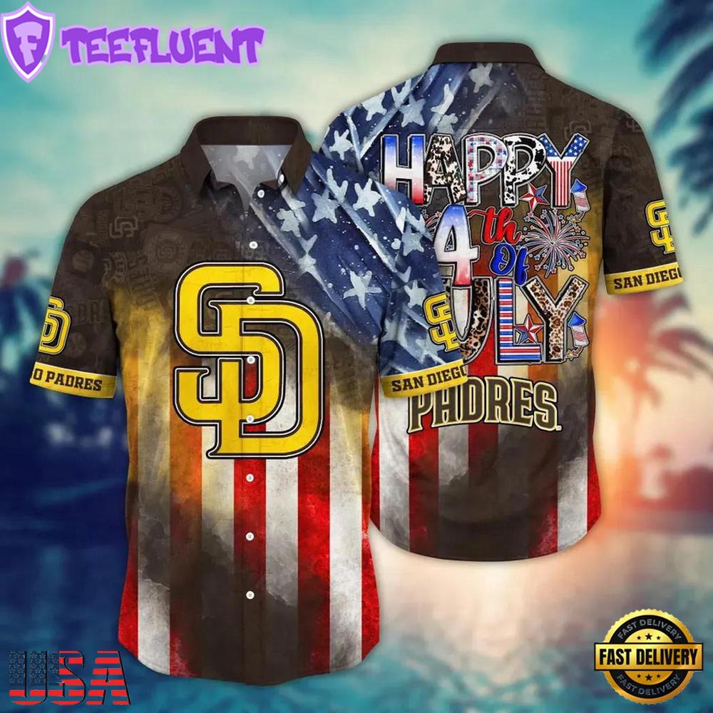 MLB San Diego Padres Stars And Stripes Celebration Hawaiian Shirt