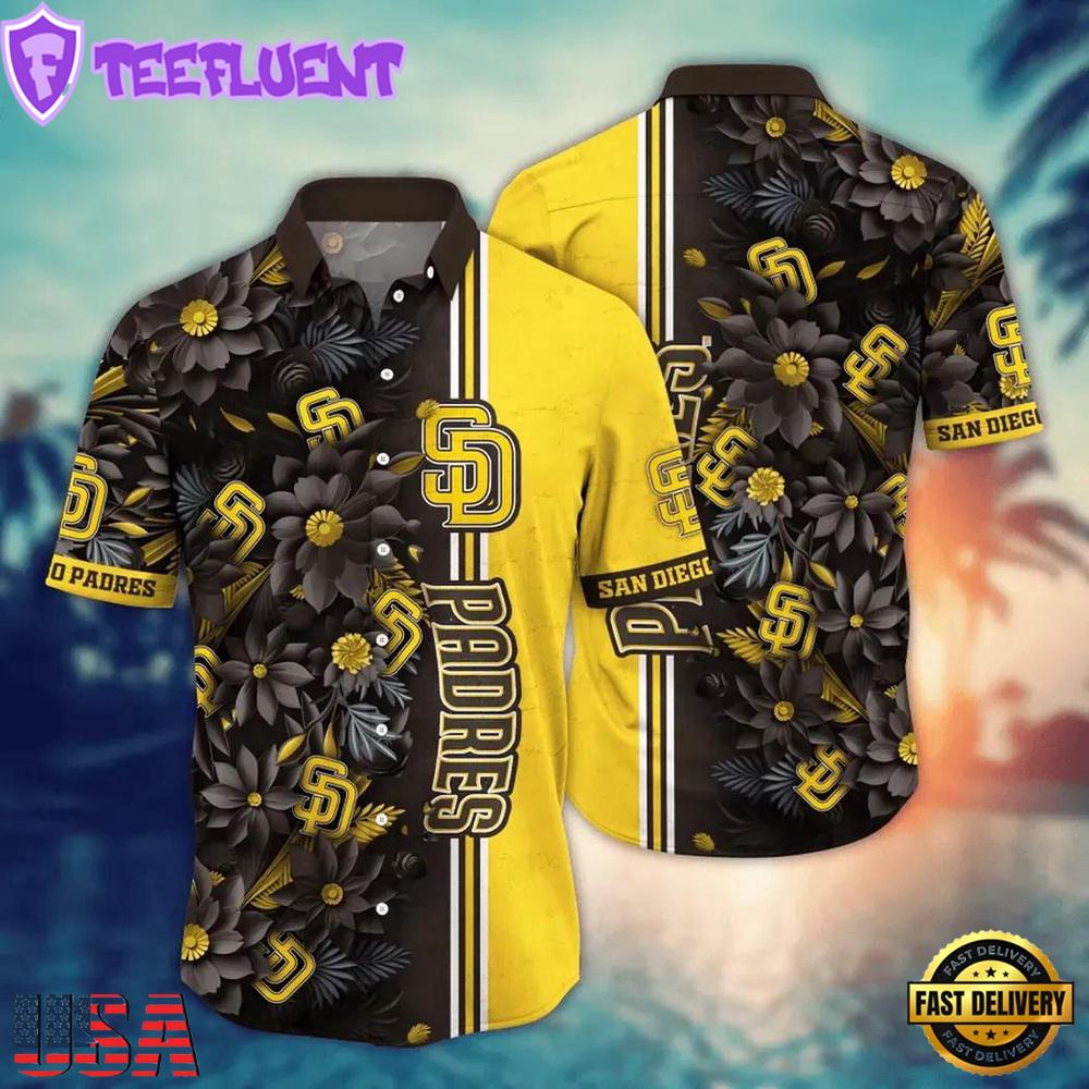 MLB San Diego Padres Sunset Stripes Hawaiian Shirt