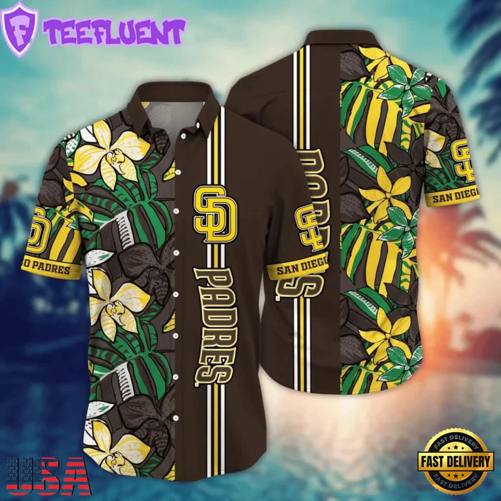 MLB San Diego Padres Tropical Stripe Hawaiian Shirt