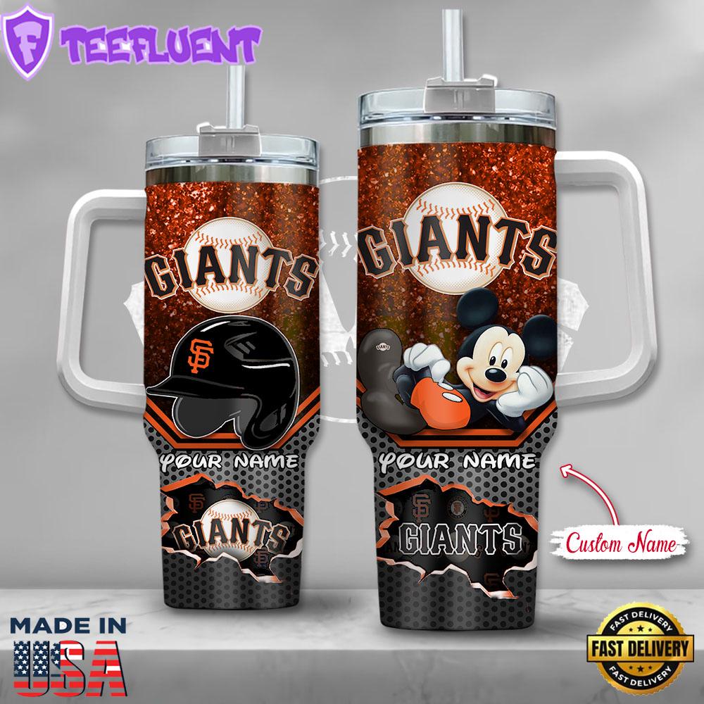 MLB San Francisco Giants Mickey Mouse Custom Stanley Quencher 40oz Stainless Steel Tumbler With Handle