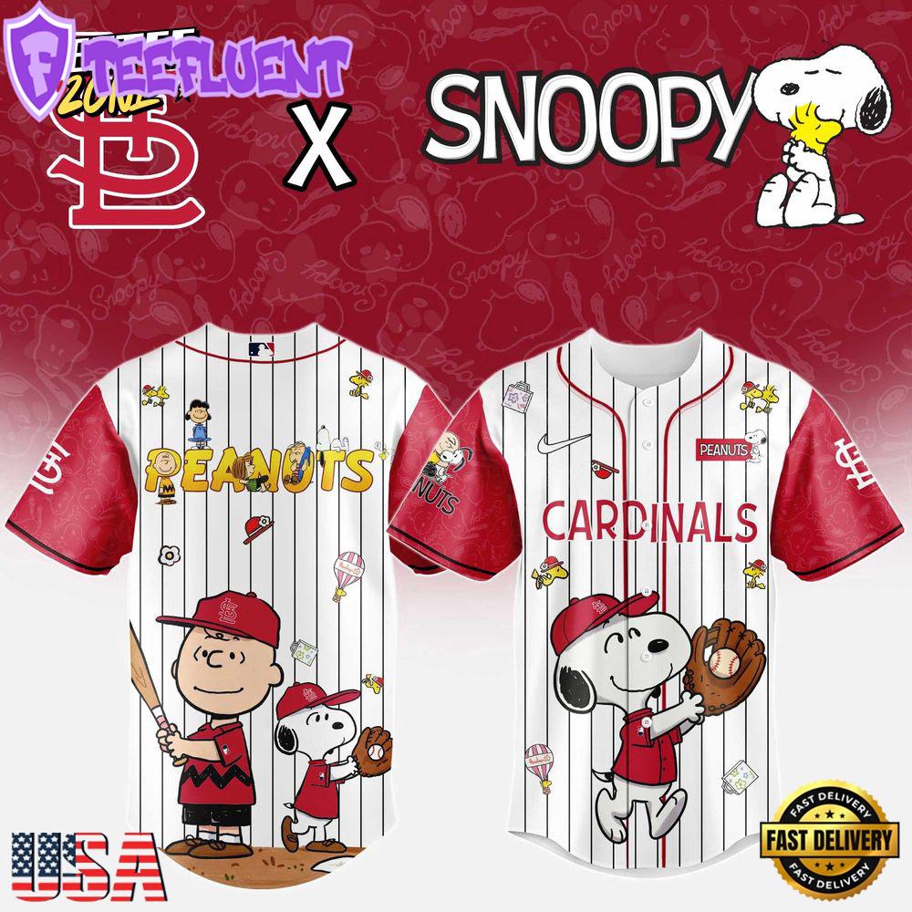 MLB St. Louis Cardinals Snoopy Peanuts 75th Anniversary Baseball Jersey