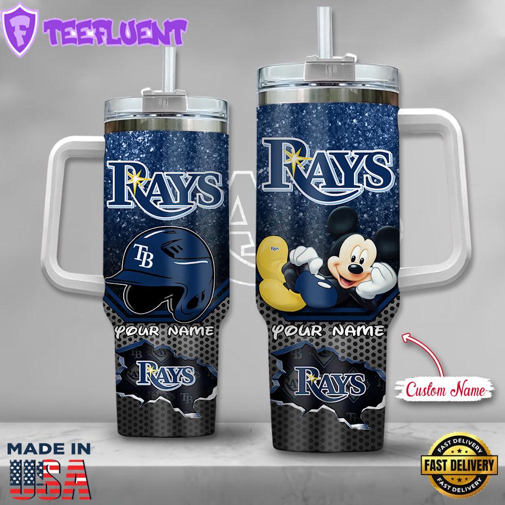 MLB Tampa Bay Rays Mickey Mouse Custom Stanley Quencher 40oz Stainless Steel Tumbler With Handle