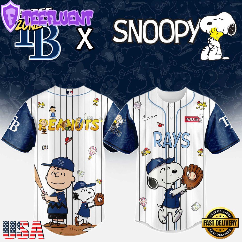 MLB Tampa Bay Rays Snoopy Peanuts 75th Anniversary Baseball Jersey