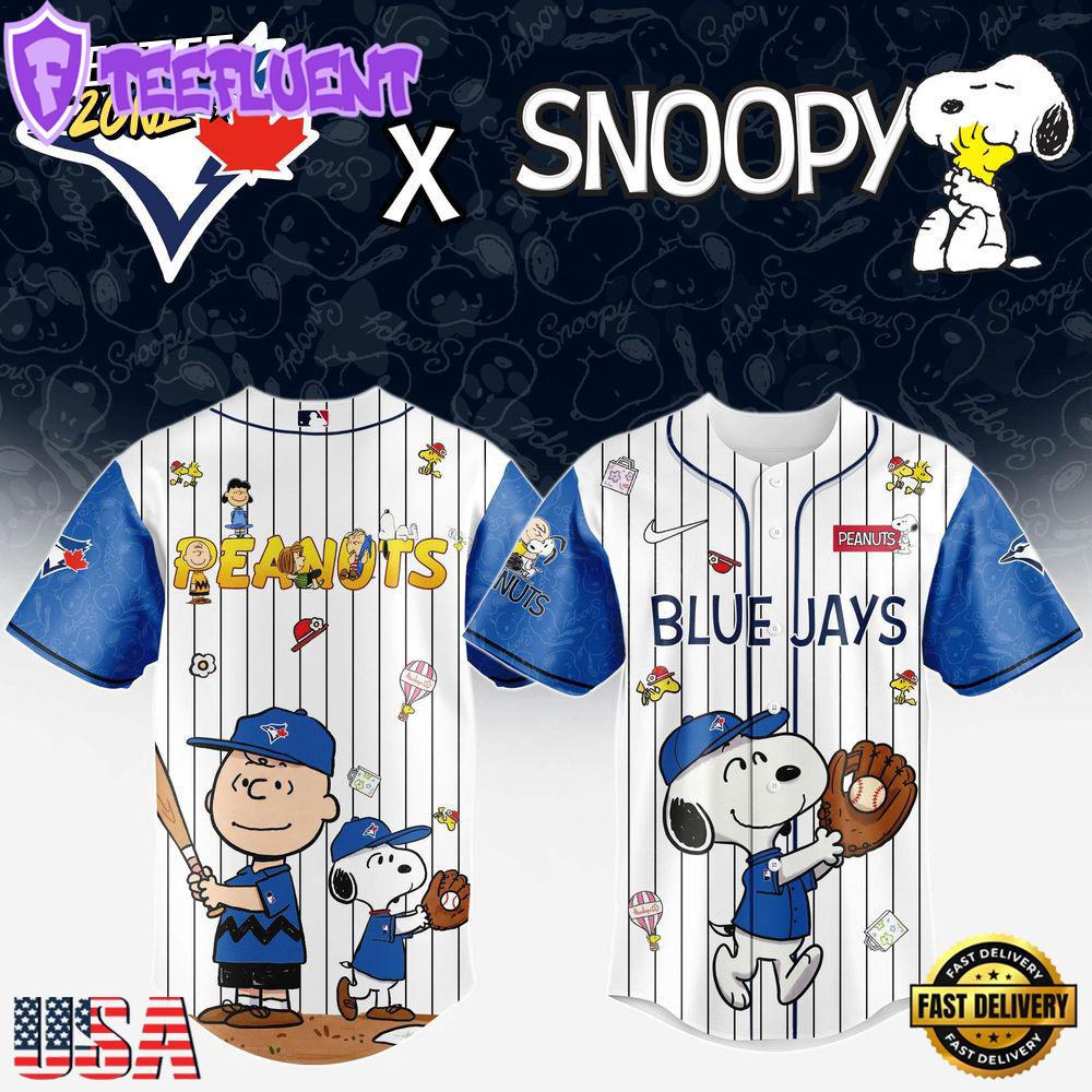 MLB Toronto Blue Jays Snoopy Peanuts 75th Anniversary Baseball Jersey