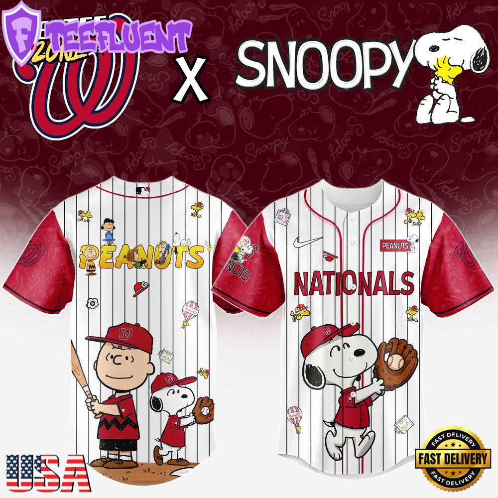 MLB Washington Nationals Snoopy Peanuts 75th Anniversary Baseball Jersey