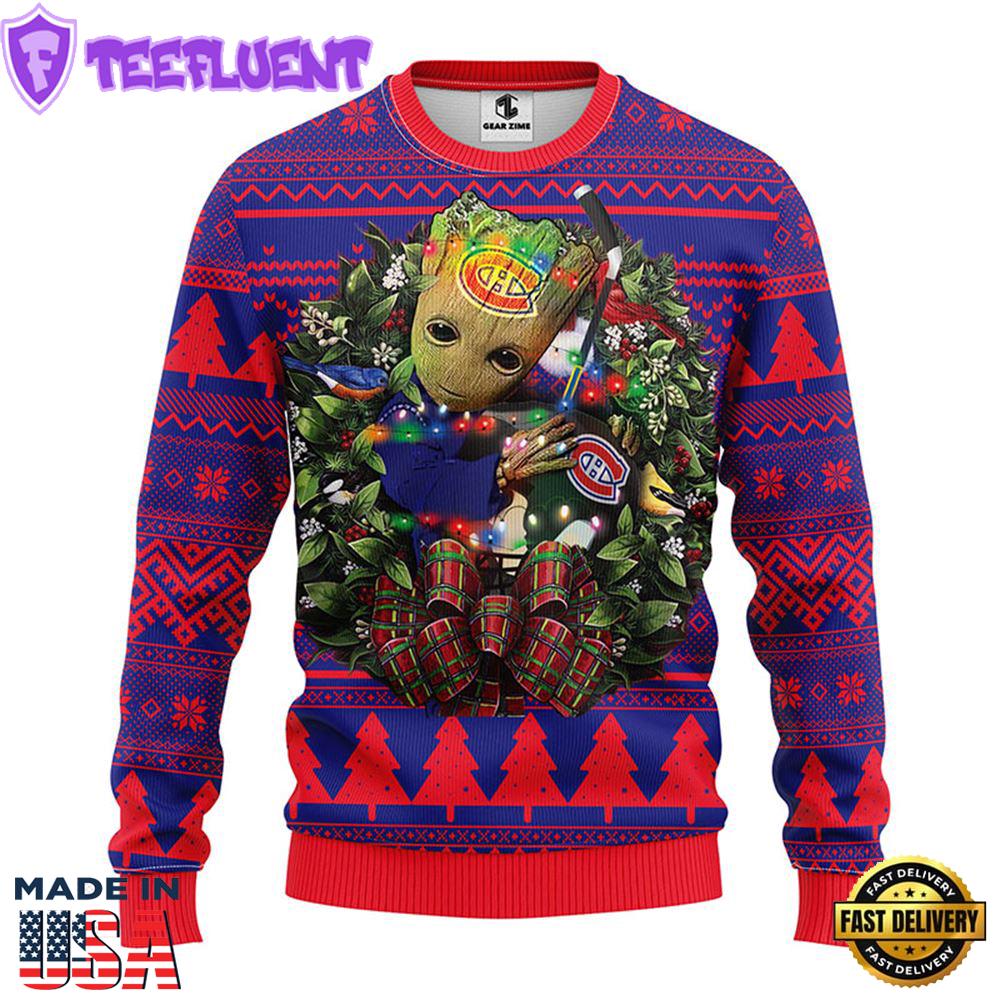 Montreal Canadians Groot Hug Christmas Ugly Sweater Sport For Fan