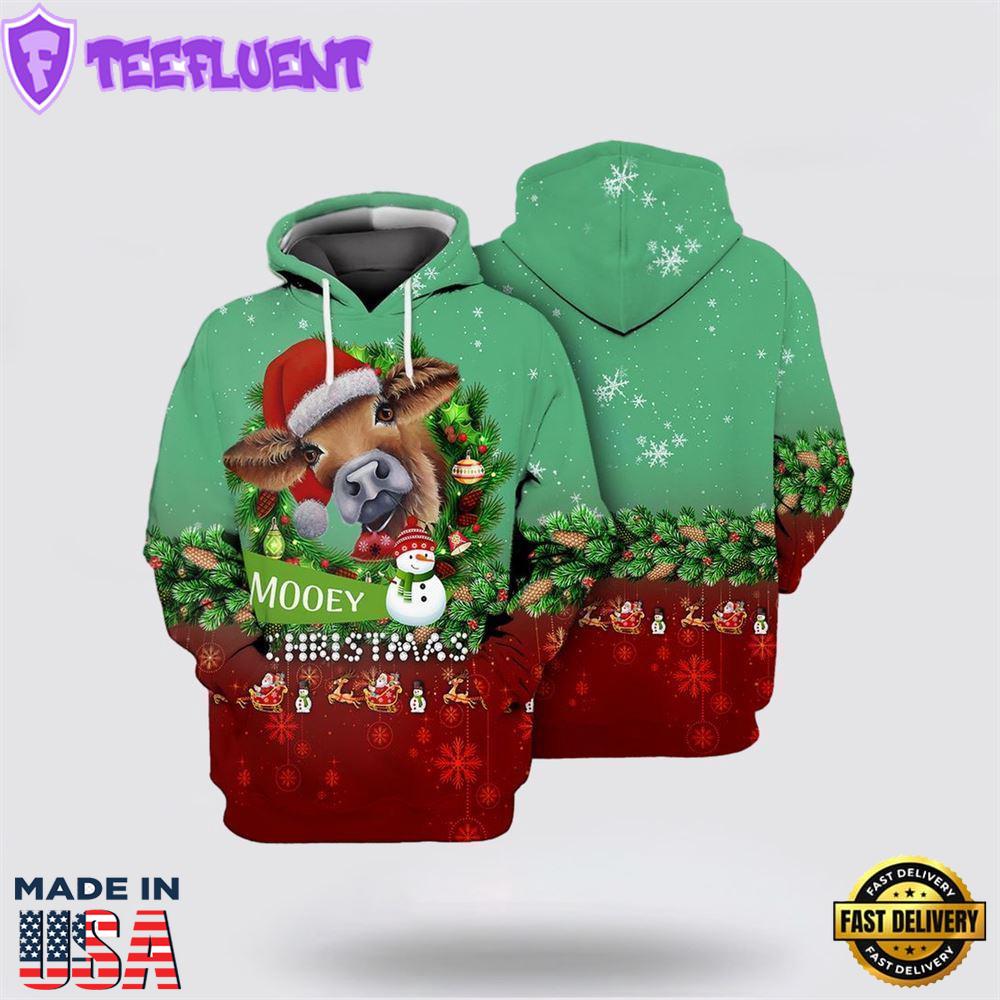 Mooey Christmas All Over Print 3D Hoodie