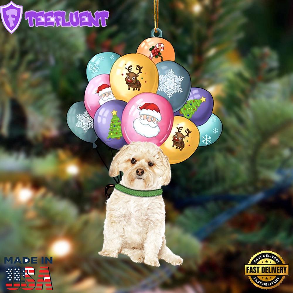 Morkie With Balloons Christmas Ornament, Gift For Christmas